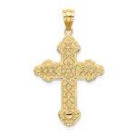 14K Flower Center Scroll Cross Charm - Image 4