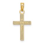 14K Textured Center Block Cross Charm - Image 4