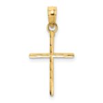 14K Diamond-cut and Polished Cross Charm