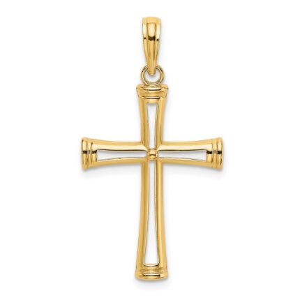 14K Polished and Cut-Out Cross Pendant