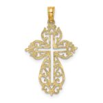 14K Cut-Out Scroll Framed Cross Charm - Image 4