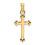 14K Polished Beaded Cross