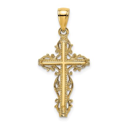14K Cross with Lace Trim Charm
