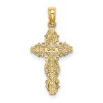 14K Stick Cross with Lace Trim Charm - Image 4