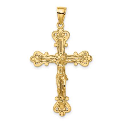 14K Textured Crucifix Charm