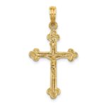 14K Narrow Budded Crucifix Charm