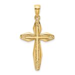 14K Polished and Textured Cross Charm