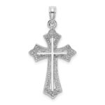 14K White Gold Beaded Cross Charm