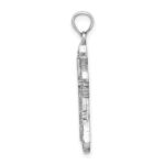 14K White Gold Beaded Cross Charm - Image 2