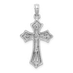 14K White Gold Beaded Cross Charm - Image 4