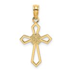 14K Cut-Out and Flat Cross with Flower Charm