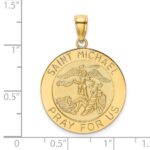 14k Polished and Satin Large St. Michael Medal Round Pendant - Image 2