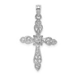 14K White Gold Polished and Cut-Out Cross Charm