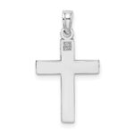 14K White Gold Diamond-cut Block Cross  Charm - Image 4
