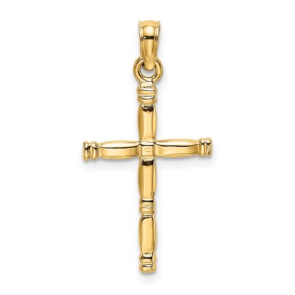 14K 3-D Polished Cross Charm