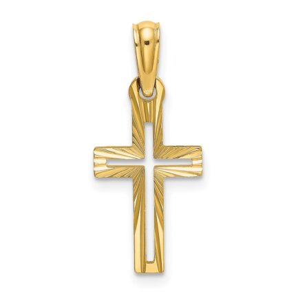 14K Cut-out Diamond-cut Cross Charm