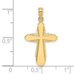 14K Solid Beaded Cross Charm - Image 3