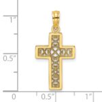 14K Textured Lace Center Cross Charm - Image 3