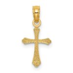 14K Textured Mini Cross Charm