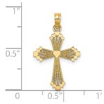 14K Cut-Out Stripes Cross with Heart Charm - Image 3