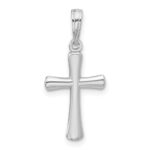 10K White Gold Polished Beveled Cross w/ Round Tips Charm