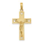 14K Cut-Out Heart with I LOVE JESUS on Reverse Crucifix Charm