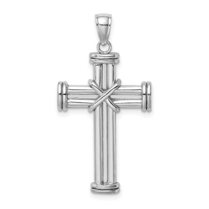 14k White Gold Polished -X- Center Cross Pendant