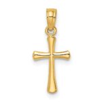 14K Polished Beveled Cross with Round Tips Charm