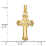 14K Textured Leaves On Edges Cross Charm - Image 3