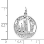 14k White Gold Solid Polished NEW YORK Skyline Charm - Image 4