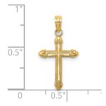14K Polished Scroll Design Cross Charm - Image 3