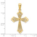 14K Diamond-cut Cut-Out Stripes Cross with Heart Charm - Image 3
