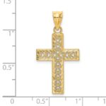 14K Diamond-cut Edge and Filigree Center Cross Charm - Image 3
