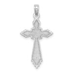 14K White Gold Cut-Out Stripes Diamond-cut Cross Charm - Image 4