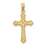 14K Diamond-cut Striped Cross Charm