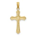 14K Diamond-cut Striped Cross Charm - Image 4