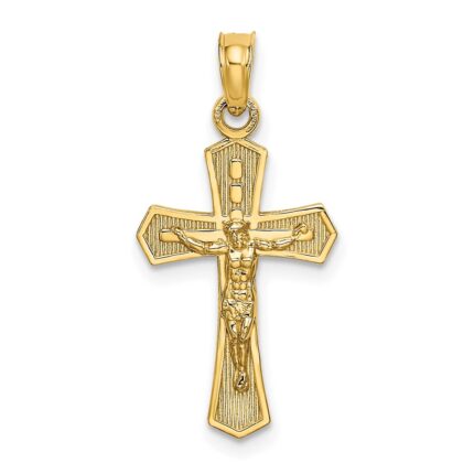 14K Crucifix with Beveled Edges Charm