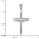 14K White Gold Polished and Textured Crucifix Charm - Image 3