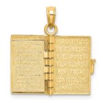 14K 3-D Moveable Santa Biblia Book Spanish Bible with Lords Prayer Charm - Image 4
