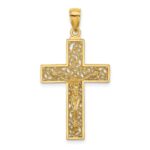 14K Textured Swirl Design Crucifix Charm