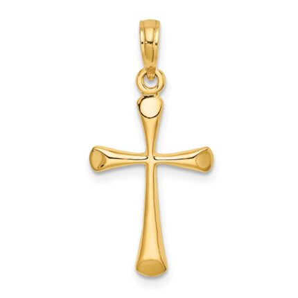 14K Polished Beveled Tip Cross Charm