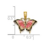 14K Small Enameled Pink Butterfly Charm - Image 3