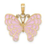 14K Lavender Enameled Butterfly Pendant - Image 4