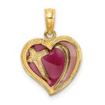 14K with Purple Enamel Cross in Heart Charm - Image 4