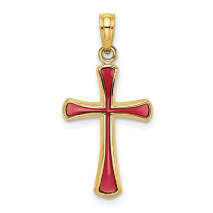 14K Pink Enameled Tapered Cross Charm