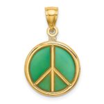 14K 3-D Green Enameled Peace Symbol Charm - Image 4