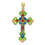 14K Multi-Color Enameled Cross Charm - Image 4