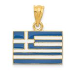 14k Solid Enameled Greece Flag Pendant