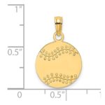 14K Polished and Textured Flat Baseball Charm - Image 3