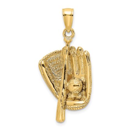14K 3-D Baseball Glove/Bat/Ball Charm
